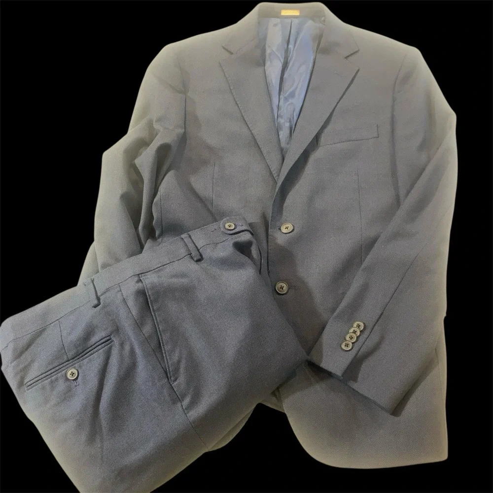 Joe by Joseph Abboud Organica Wool Blend Navy‎ Suit 42R 36W Pants Excellent